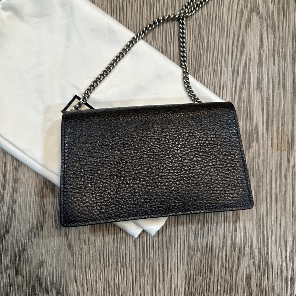 100% AUTH GUCCI Dionysus super mini textured calf leather shoulder bag black - Picture 12 of 15
